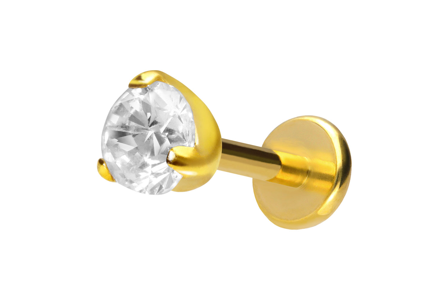 Titan Labret Piercing mit Push Fit EINGEFASSTER KRISTALL